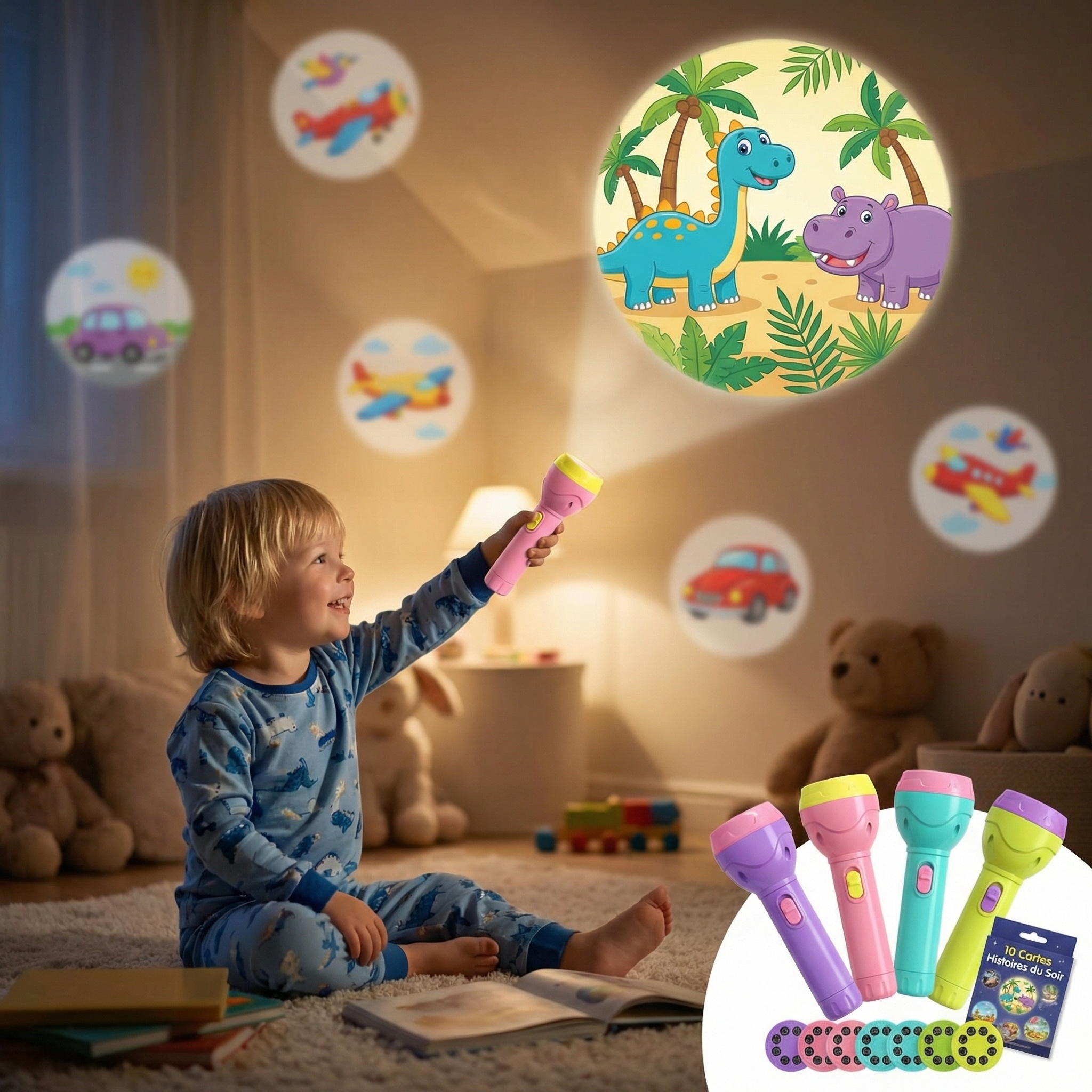🌙 Lampe Torche Projecteur pour Enfant – Jouet Lumineux Éducatif 80 Motifs